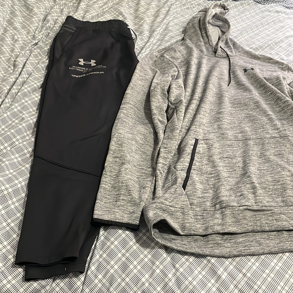 UA Brand NEW. Set top and bottom Mens 2XLT  hoodie and XXL sweat pants black